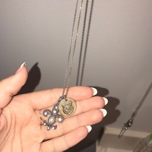 Long necklace. Half gold chain. Half silver